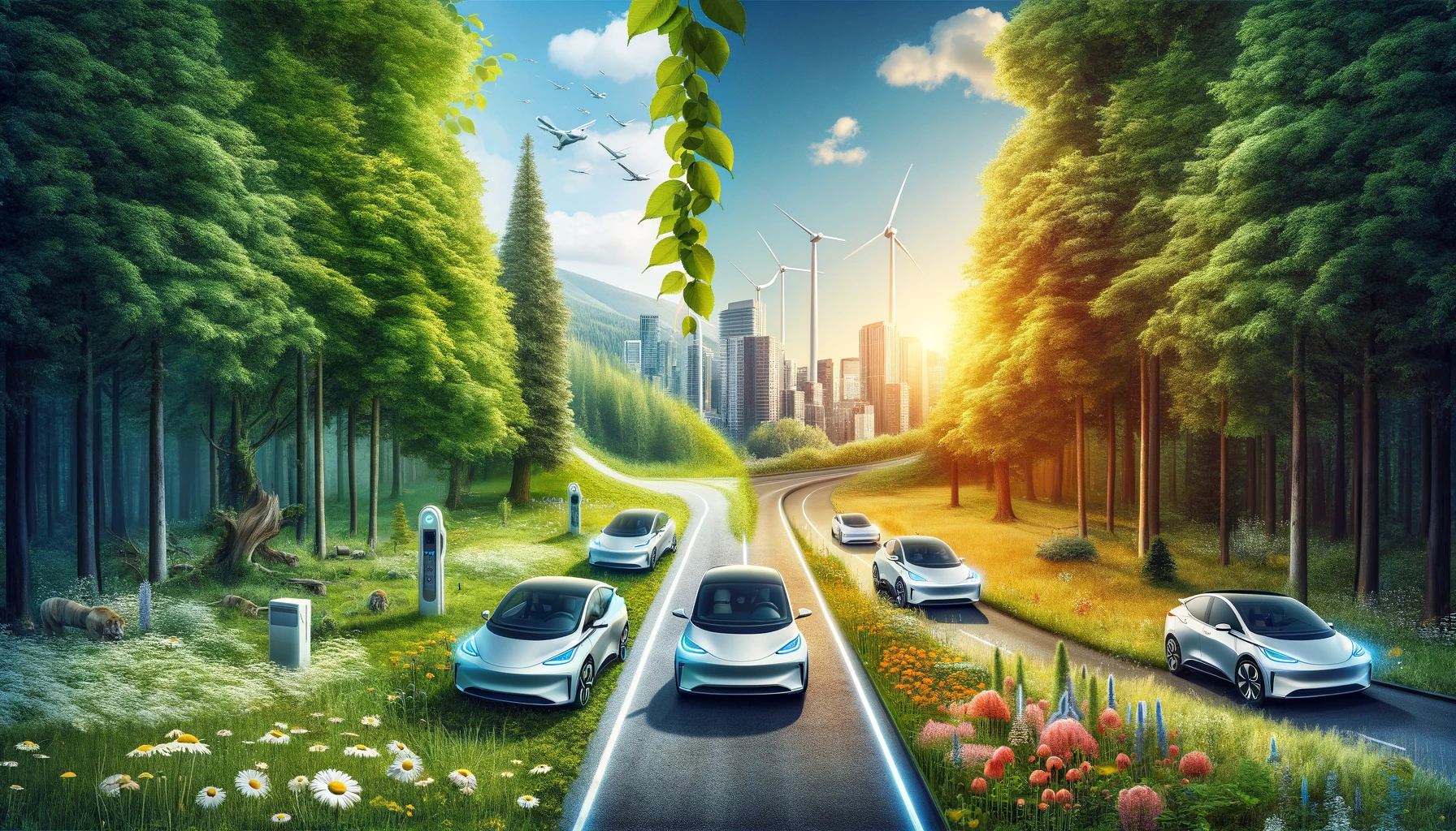 L'équilibre entre la nature et les véhicules électriques au Québec en image.